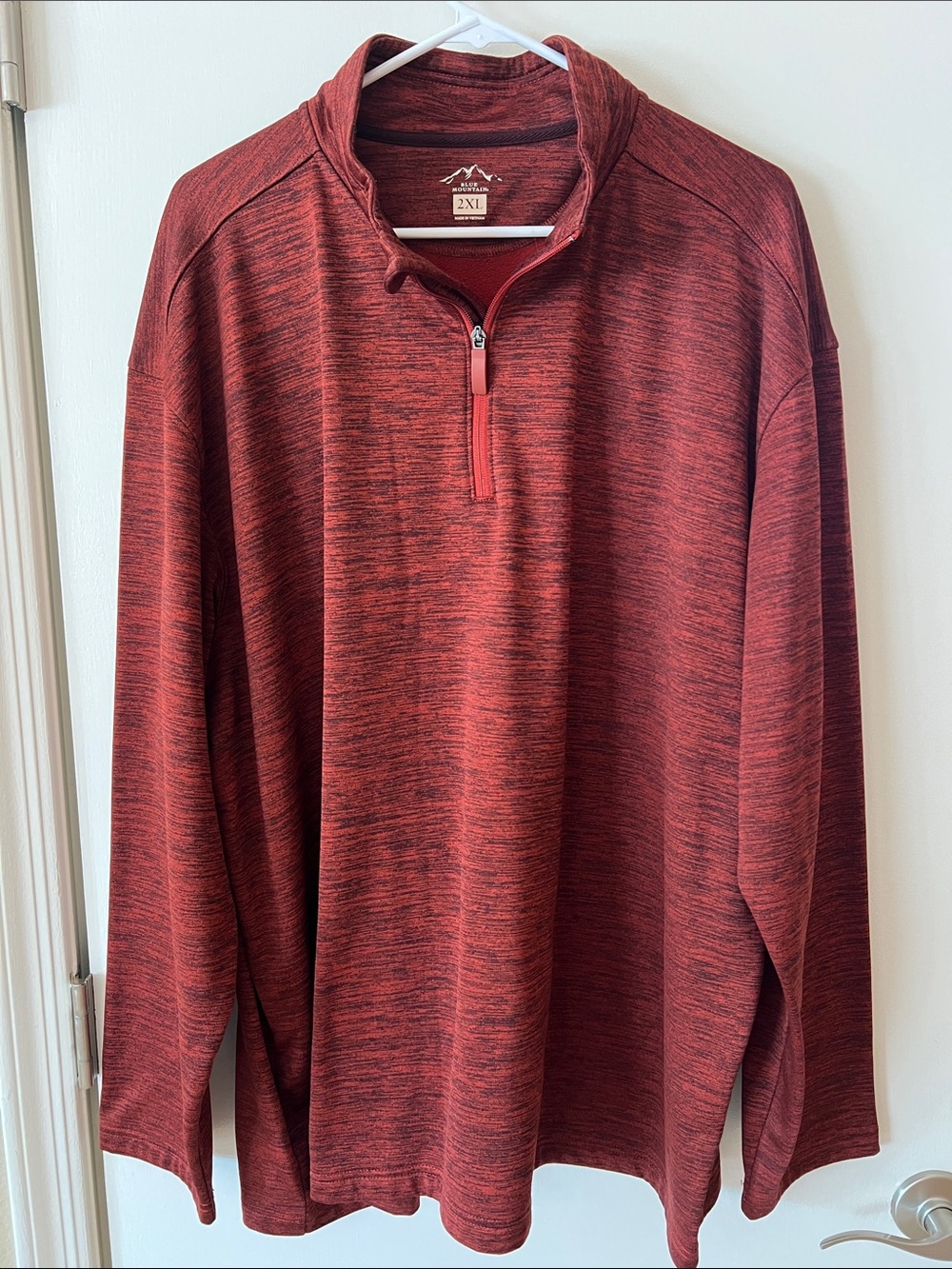 Blue Mountain Men's Zip-Up Sweater - Red Heather XXL